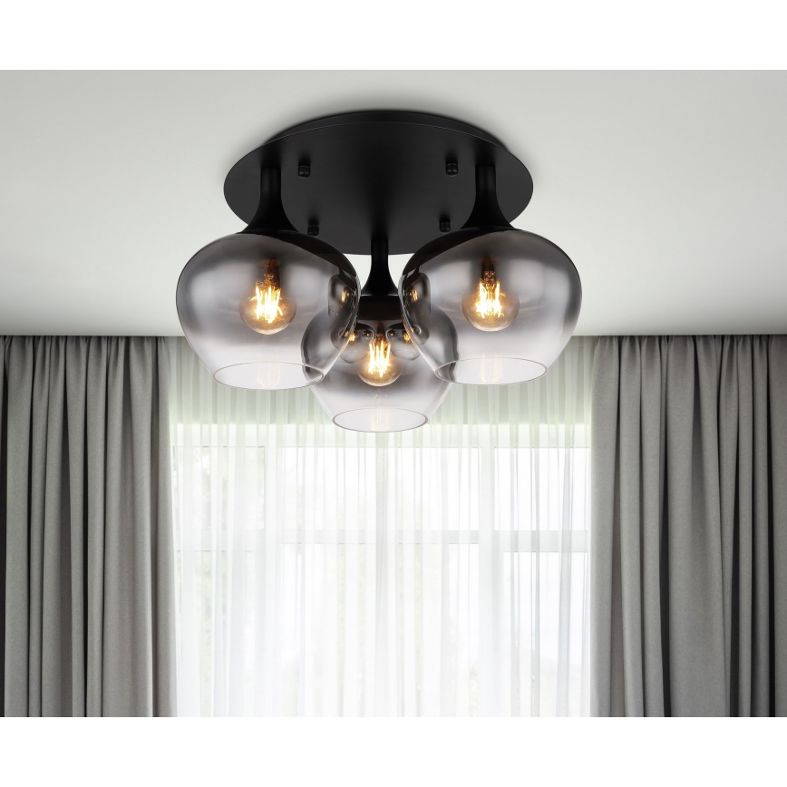 Globo - Pinnale kinnitatav lühter 3xE27/40W/230V d. 45 cm must