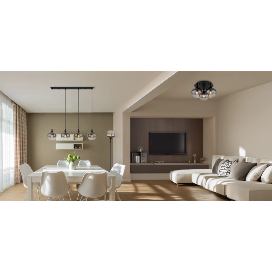 Globo - Pinnale kinnitatav lühter 3xE27/40W/230V d. 45 cm must