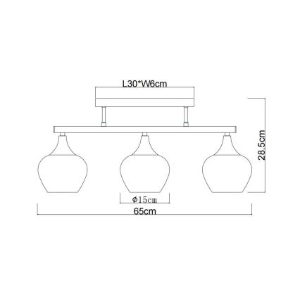 Globo - Pinnale kinnitatav lühter 3xE27/40W/230V must