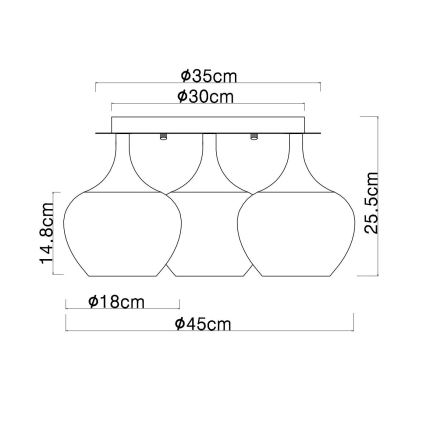 Globo - Pinnale kinnitatav lühter 3xE27/40W/230V d. 45 cm vask