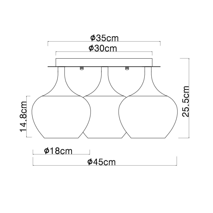 Globo - Pinnale kinnitatav lühter 3xE27/40W/230V d. 45 cm vask
