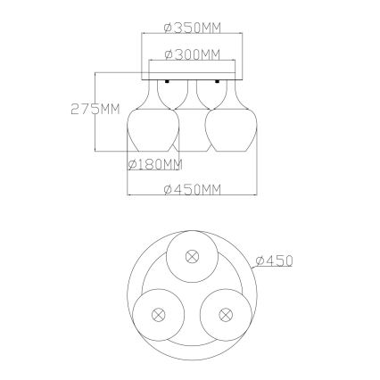 Globo - Pinnale kinnitatav lühter 3xE27/40W/230V antratsiit