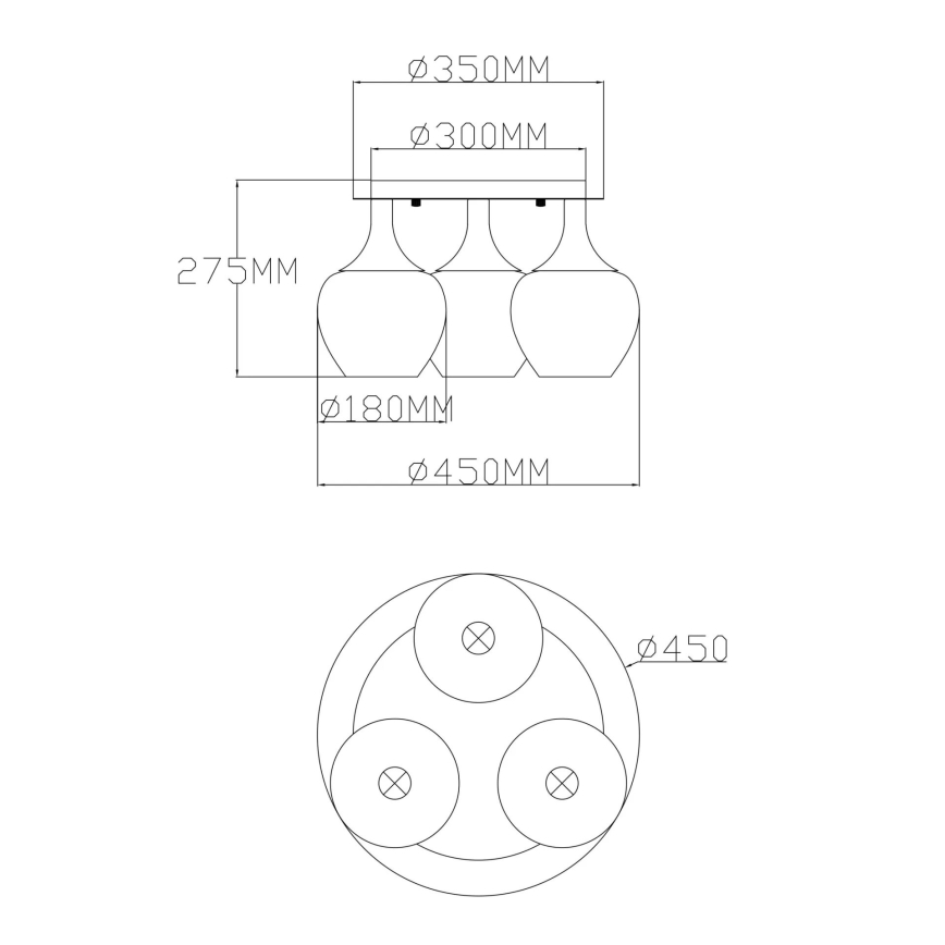 Globo - Pinnale kinnitatav lühter 3xE27/40W/230V antratsiit