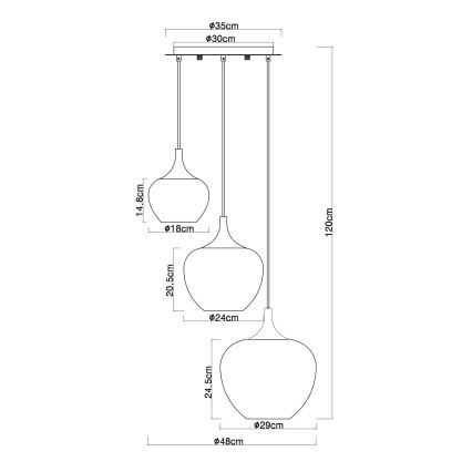 Globo - Lühter 3xE27/40W/230V valge/antratsiit