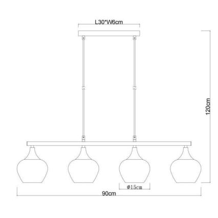 Globo - Lühter 4xE27/40W/230V must