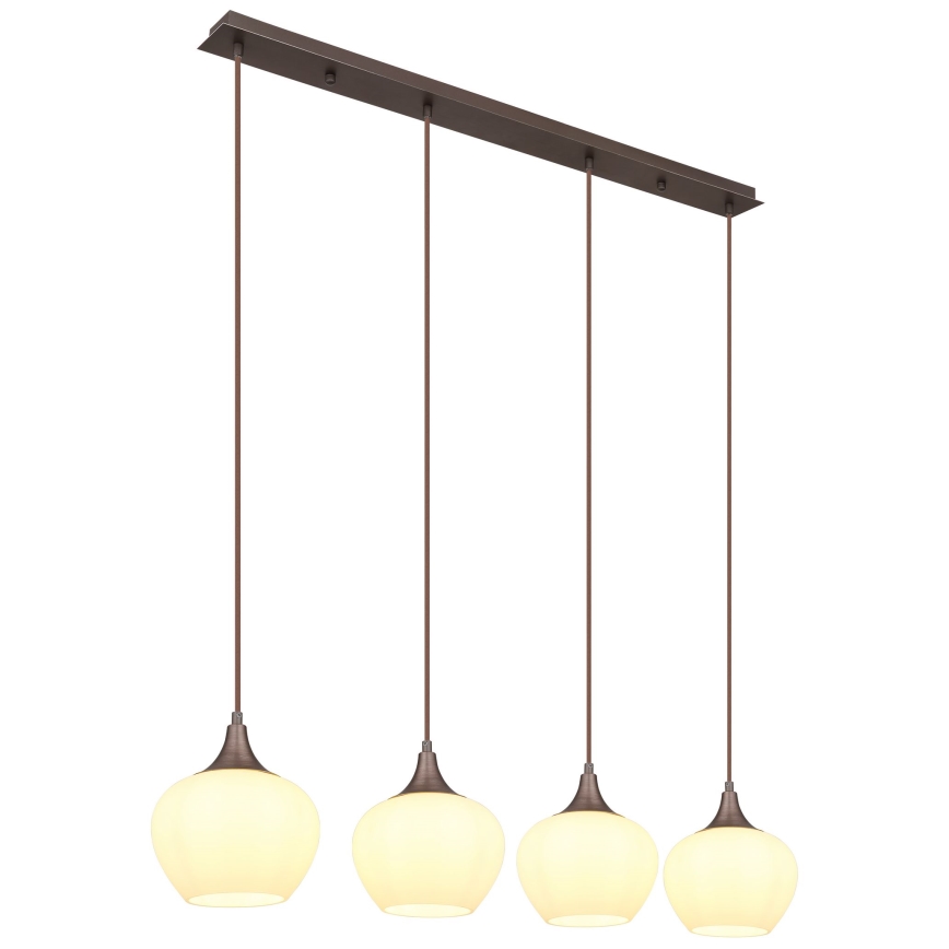 Globo - Lühter 4xE27/40W/230V valge/pruun