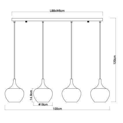 Globo - Lühter 4xE27/40W/230V vask