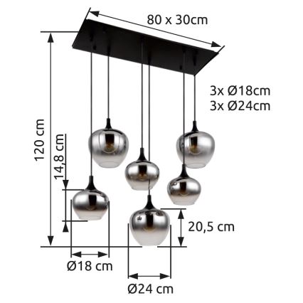 Globo - Lühter 6xE27/40W/230V must