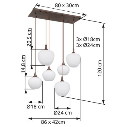 Globo - Lühter 6xE27/40W/230V valge