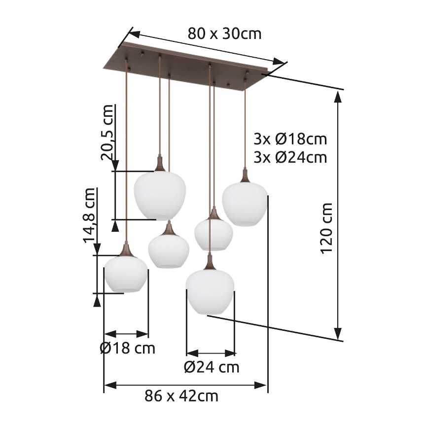 Globo - Lühter 6xE27/40W/230V valge