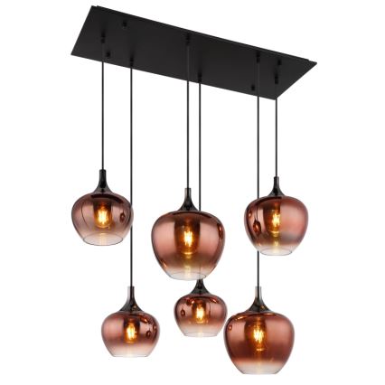 Globo - Lühter 6xE27/40W/230V pruun/suitsune