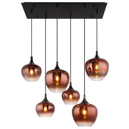 Globo - Lühter 6xE27/40W/230V pruun/suitsune