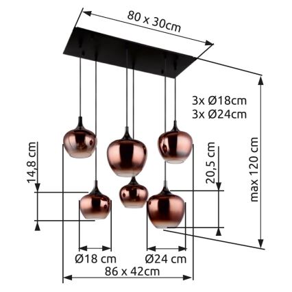 Globo - Lühter 6xE27/40W/230V pruun/suitsune