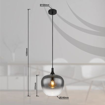 Globo - Lühter 1xE27/40W/230V d. 24 cm must