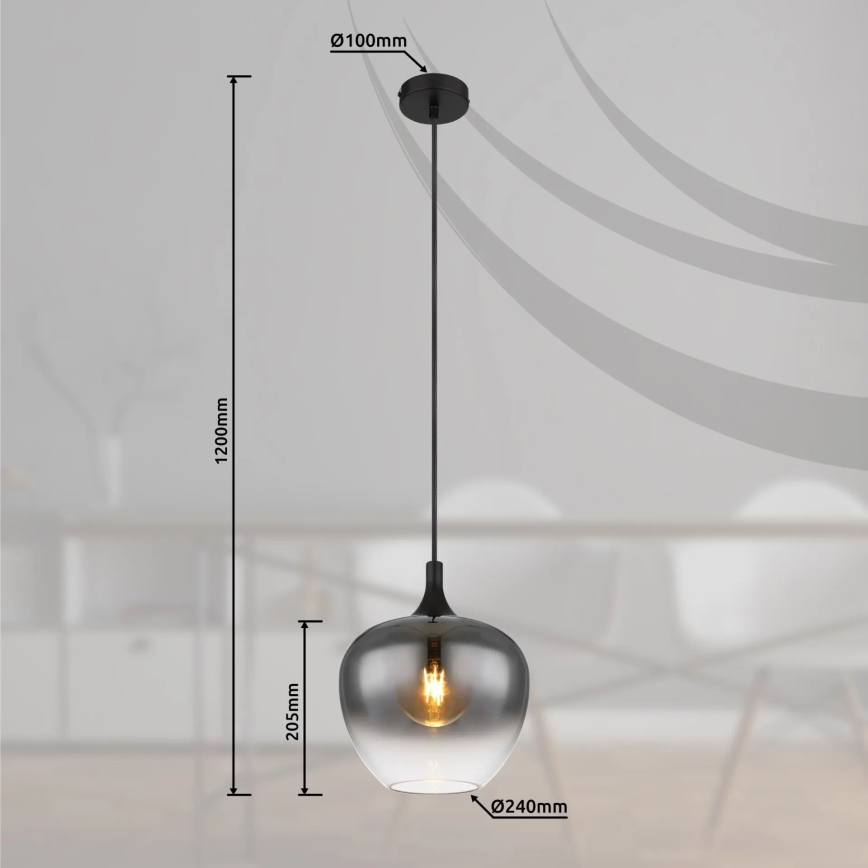 Globo - Lühter 1xE27/40W/230V d. 24 cm must