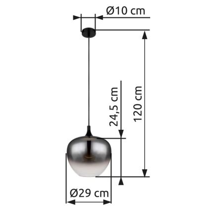 Globo - Lühter 1xE27/60W/230V d. 29 cm must