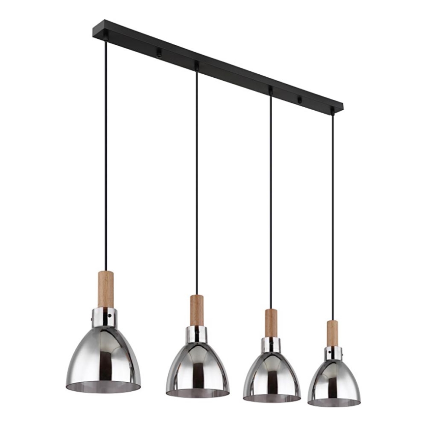 Globo 15550-4H - Rippvalgusti juhtmel MATTEA 4xE27/6W/230V must/suitsuklaas