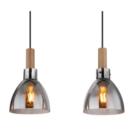 Globo 15550-4H - Rippvalgusti juhtmel MATTEA 4xE27/6W/230V must/suitsuklaas