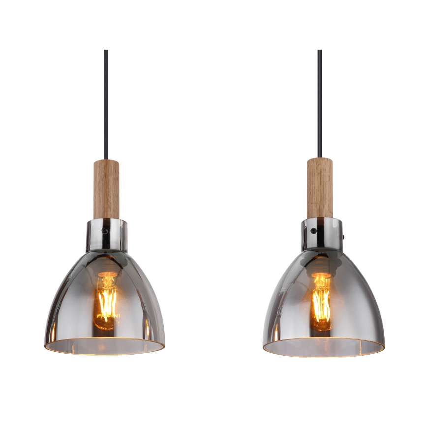 Globo 15550-4H - Rippvalgusti juhtmel MATTEA 4xE27/6W/230V must/suitsuklaas