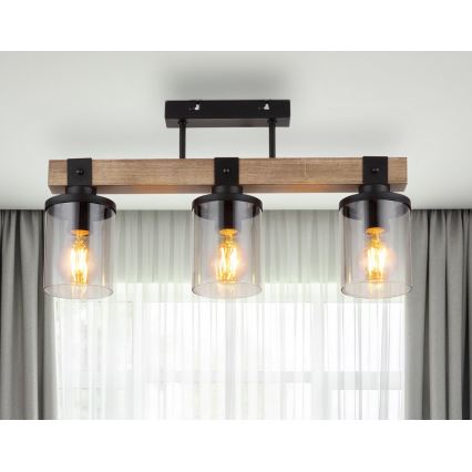 Globo - Pinnale kinnitatav lühter 3xE27/60W/230V tamm