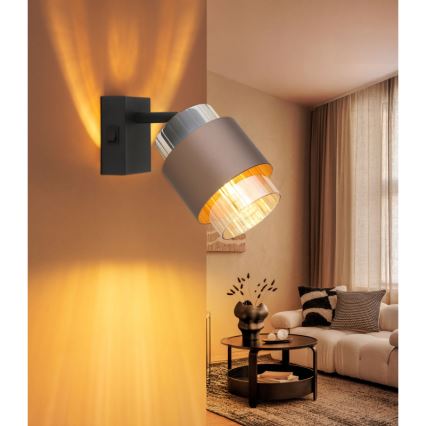 Globo - seinale paigaldatav suunavalgusti 1xE27/40W/230V, must/pronks