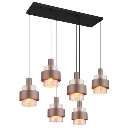 Globo - riputuslühter kaabliga 6xE27/60W/230V pruun