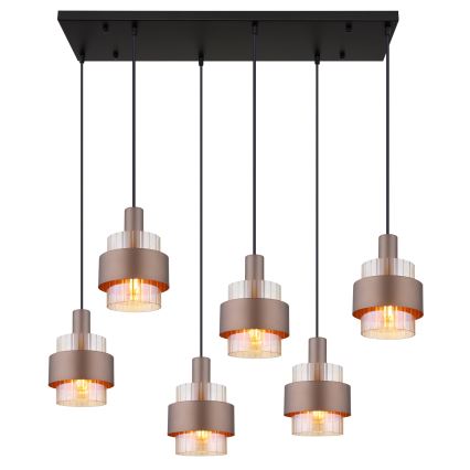 Globo - riputuslühter kaabliga 6xE27/60W/230V pruun