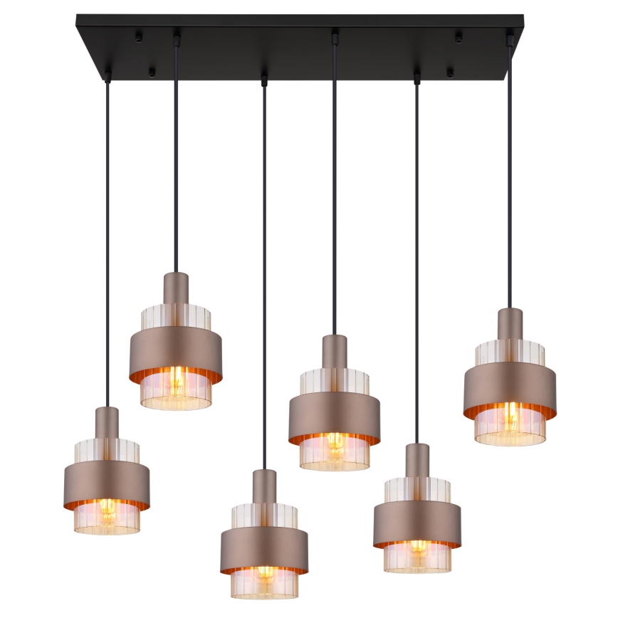 Globo - riputuslühter kaabliga 6xE27/60W/230V pruun
