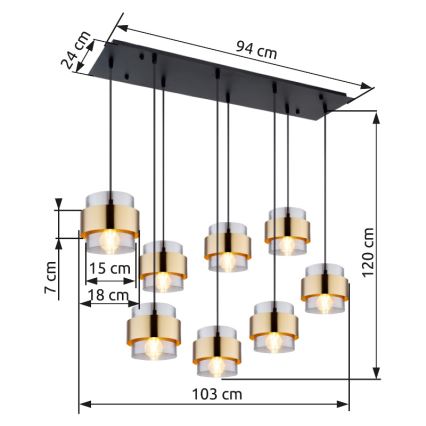 Globo - Lühter 8xE27/60W/230V
