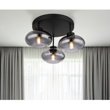 Globo - pinnapealne laelamp 3xE27ILLU/40W/230V must