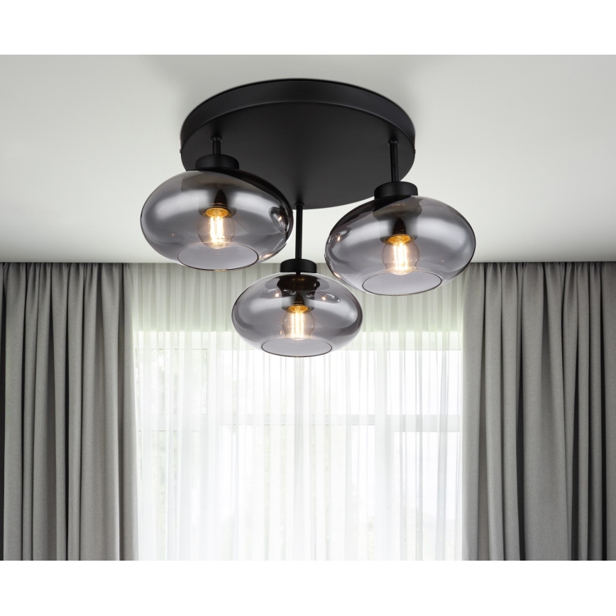 Globo - pinnapealne laelamp 3xE27ILLU/40W/230V must