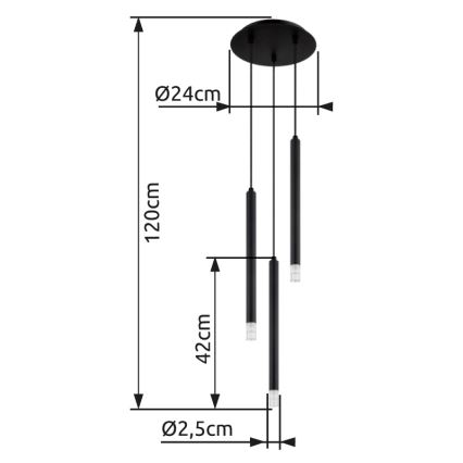 Globo - Lühter 3xG9/4W/230V d. 24 cm must