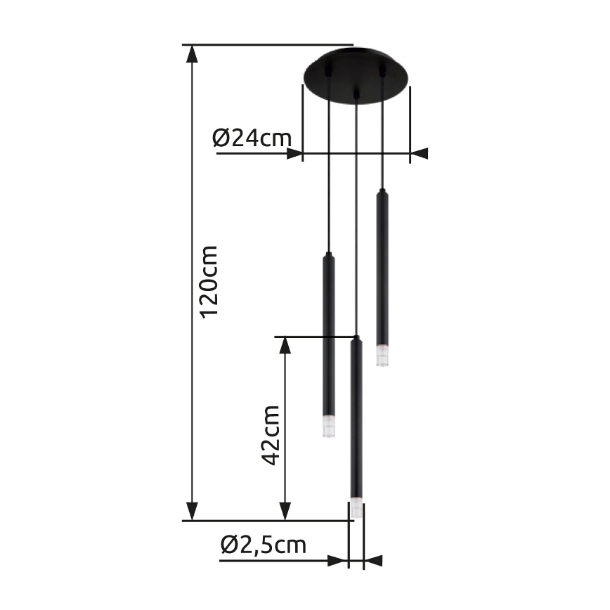 Globo - Lühter 3xG9/4W/230V d. 24 cm must
