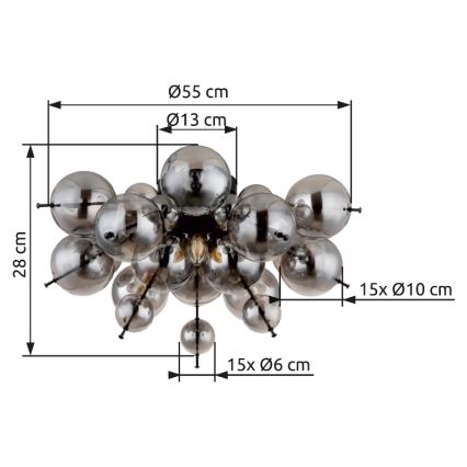Globo - Pinnale kinnitatav lühter 3xE14/25W/230V d. 55 cm must