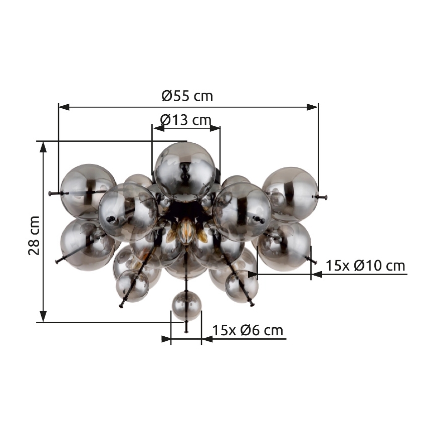 Globo - Pinnale kinnitatav lühter 3xE14/25W/230V d. 55 cm must