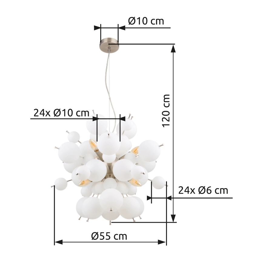 Globo - Lühter 6xE14/25W/230V d. 55 cm valge