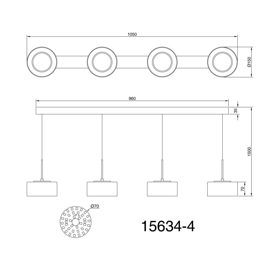 Globo - LED Lühter 4xLED/8W/230V