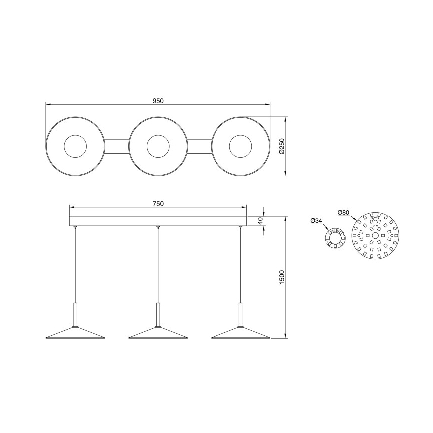 Globo - LED pendel kaablil LED/24W/230V 4000K must