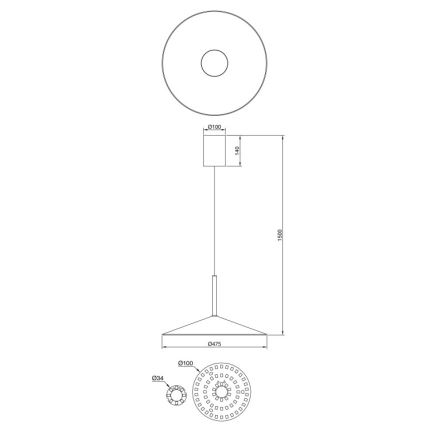 Globo - LED-rippvalgusti traadiga LED/18W/230V 4000K must
