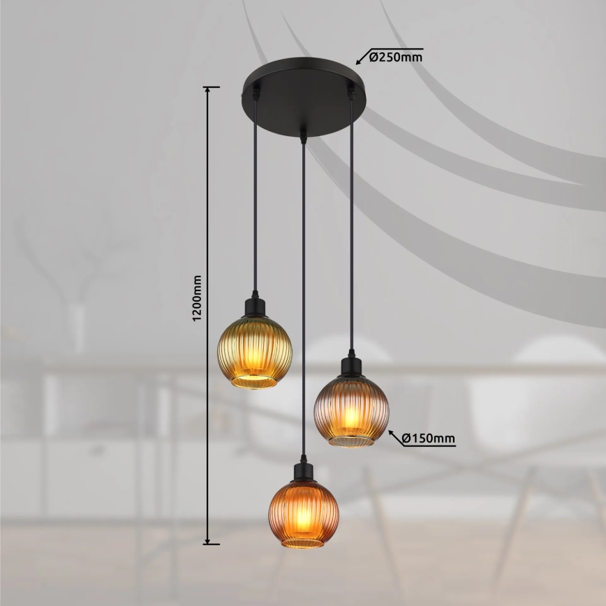 Globo - Lühter 3xE27/25W/230V d. 36 cm vask/roheline/sinine