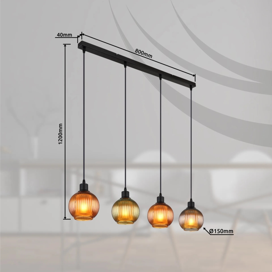 Globo - Lühter 4xE27/25W/230V vask/roheline/sinine