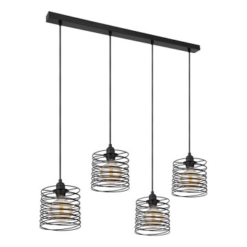 Globo 15640-4H - TILLY rippvalgusti kaabliga 4xE27/60W/230V must