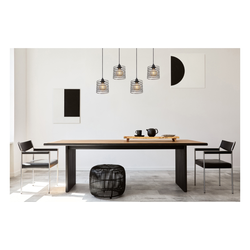 Globo 15640-4H - TILLY rippvalgusti kaabliga 4xE27/60W/230V must