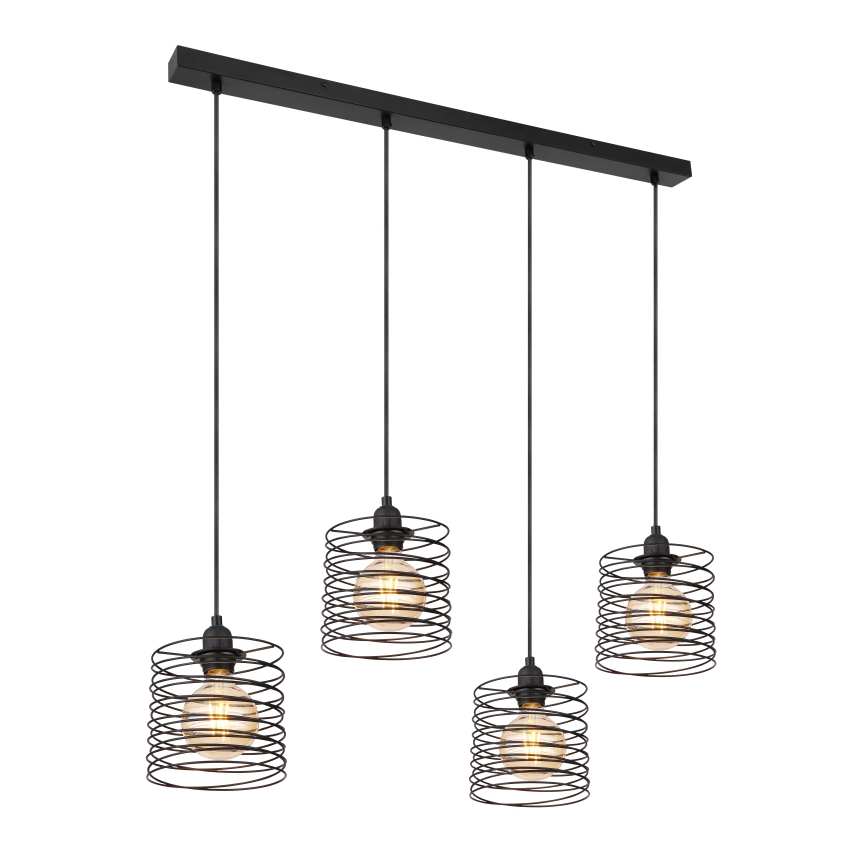 Globo 15640-4H - TILLY rippvalgusti kaabliga 4xE27/60W/230V must