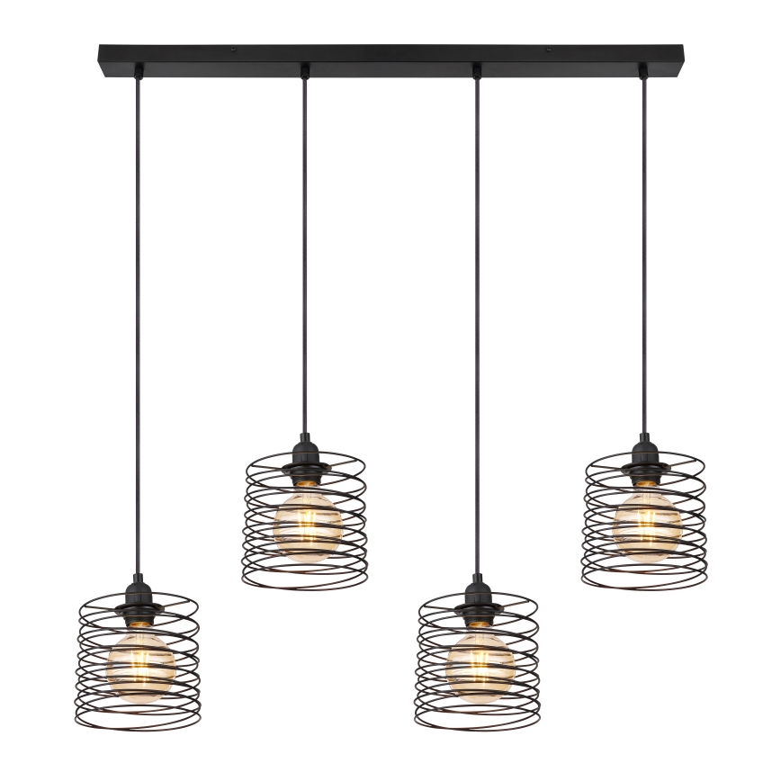 Globo 15640-4H - TILLY rippvalgusti kaabliga 4xE27/60W/230V must