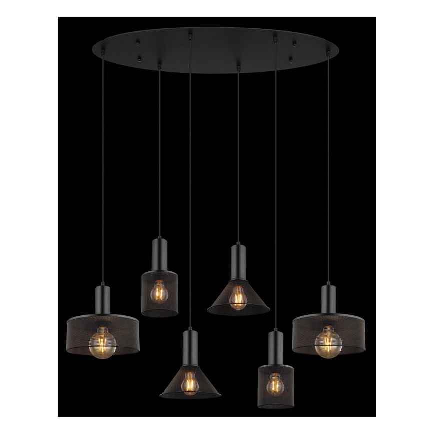 Globo 15648-6H - Kaabliga rippuv lühter JEDD 6xE27/60W/230V must