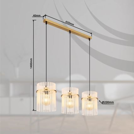 Globo - Lühter 3xE27/60W/230V kuldne