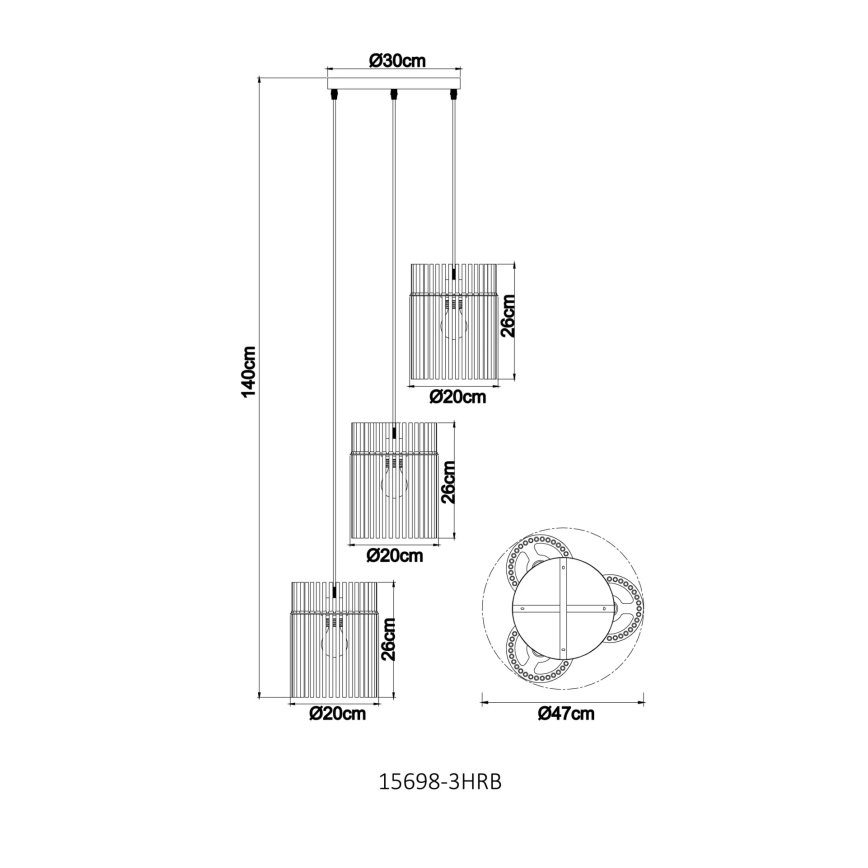 Globo - Ripplühter kaabliga 3xE27/60W/230V