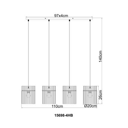Globo - Rippvalgusti trossil 4xE27/60W/230V