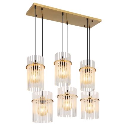 Globo - Kuldne ripplühter kaabliga 6xE27/60W/230V